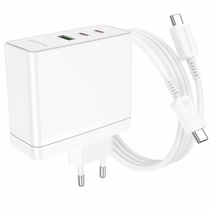 Borofone Wall charger BN11 Imperial - USB + 2xType C - QC 3.0 PD 100W with Type C to Type C cable white