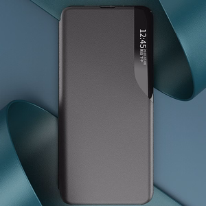 Eco Leather View Case nahkainen Suojakuori Samsung Galaxy A24 4G:lle kippujalustan kanssa musta