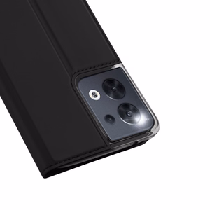 Dux Ducis Skin Pro tapauksessa Oppo Reno 8 flip kansi kortti lompakko jalusta musta