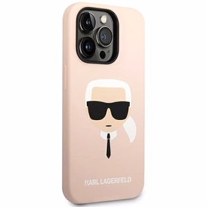 Karl Lagerfeld KLHCP14LSLKHLP iPhone 14 Pro 6.1 "kovakotelo vaaleanpunainen / vaaleanpunainen Silikoni Karl`s Head