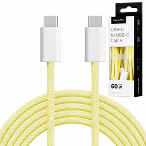 Krüger&Matz Basic USB-C–USB-C-kaapeli, 60 W, 1,5 m, keltainen