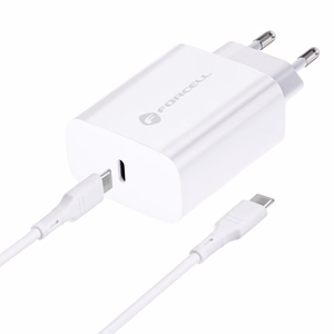 Puhelinlaturi Forcell F-Energy USB C QC4.0 PD 3A 25W + kaapeli USB C - USB C TFK-TC-25WPD valkoinen