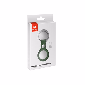 Crong leather protective key-ring case for Apple AirTag 1 / 2, green