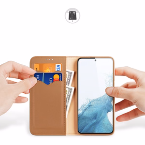 Dux Ducis Hivo Suojakuori Samsung Galaxy S23+ läppäkotelo lompakko jalusta RFID-esto ruskea