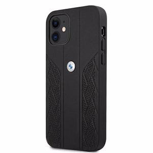BMW Leather Curve rei'itetty kotelo iPhone 12 mini - musta