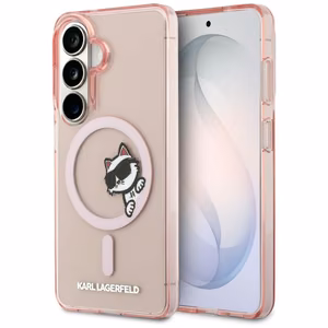 Karl Lagerfeld suojakuori IML Peekaboo Choupette MagSafe Samsung Galaxy S26:lle pinkki