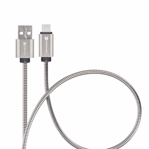 Kaapeli USB A - USB C Forcell F-Energy QC4.0 3A 66W Metal 1 m C234 hopeinen