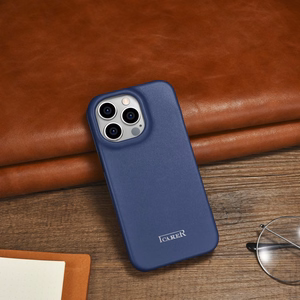 iCarer CE Premium Nahka Folio Case iPhone 14 Pro Magneettinen Flip Nahka Folio Case MagSafe Blue (WMI14220714-BU)