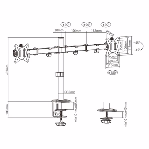 Dual Monitor 17"-32" Desk Mount