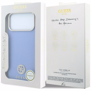 Guess Grained Round Strass Logo MagSafe -suojakuori iPhone 18 Pro Max / 17 Pro Max – sininen
