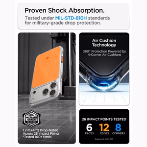 Spigen Ultra Hybrid MagSafe -suojakuori iPhone 18 Pro / 17 Pro -malleille, oranssi