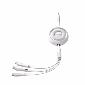 Joyroom Colorful Series S-A40 sisäänvedettävä kaapeli 3in1 USB-A - USB-C / Lightning / Micro USB 1m - valkoinen