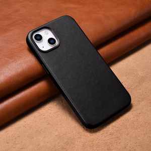 iCarer Case Nahkakotelo iPhone 14 Plus -puhelimelle aito nahkakotelo musta (yhteensopiva MagSafe)
