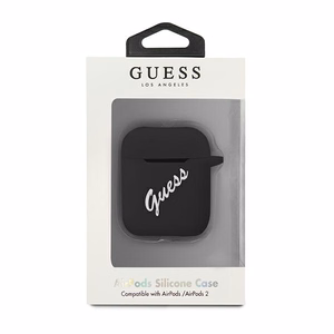 Guess GUACA2LSVSBW AirPods suojus musta/valkoinen silikoni vuosikerta silikoni