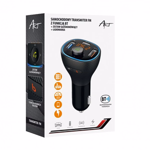 ART FM-lähetin bluetooth 5.0 + USB A QC3.0 + Typ C (yhteensä 30W) FM-73 musta