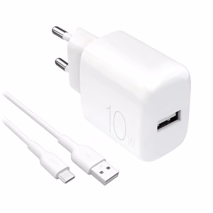 Puro PROLITE 10W USB-A seinälaturi + USB-A - USB-C kaapeli 1.2m - Valkoinen
