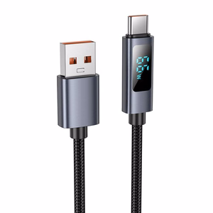 Hoco USB-A - USB-C -kaapeli 5A näytöllä 1 m X112 - musta