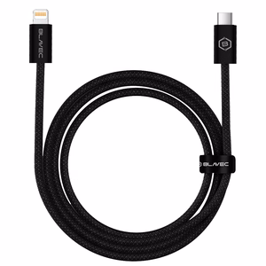 Blavec kaapeli Candy punottu - Type C - Lightning - PD 20W 2,4A 1 metri Apple CarPlay (CCA-CL24B10) musta