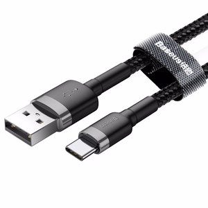USB-kaapeli Baseus Cafule Type-C 1,0m 3A harmaa-musta CATKLF-BG1