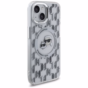 Karl Lagerfeld IML Monogram Karl & Choupette Head MagSafe Suojakuori iPhone 15:lle - Läpinäkyvä