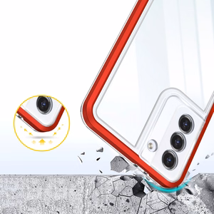 Clear 3in1 suojakuori Samsung Galaxy S23+:lle silikoninen kuori kehyksellä punainen