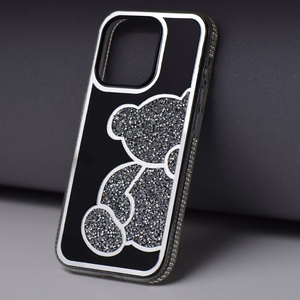 Teddy Bear Suojakuori iPhone 16 PRO MAX:lle hopeinen