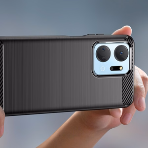 Carbon Case joustava silikoninen hiilikuitusuojakuori Honor Play 40 Plus / Honor X7a:lle musta