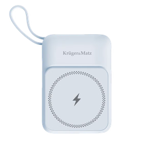 Krüger&Matz magneettinen langaton varavirtalähde kaapelilla, 10000 mAh, sininen