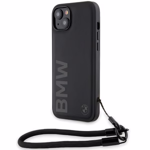 BMW Signature Leather Wordmark Cord Suojakuori iPhone 15 / 14 / 13:lle - musta