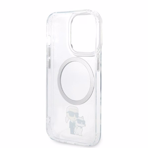 Karl Lagerfeld Iconic Karl&Choupette MagSafe suojakuori iPhone 14 Pro:lle - läpinäkyvä