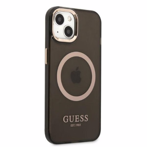 Guess Gold Outline läpinäkyvä MagSafe Suojakuori iPhone 13:lle - musta