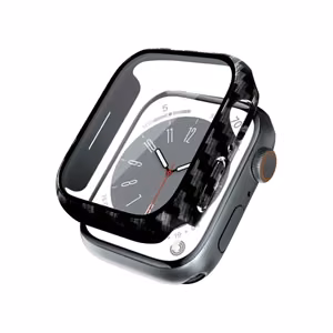 Crong Hybrid Watch Case suojakuori integroidulla lasilla Apple Watch 41 mm -kellolle, hiilikuitukuvioinen