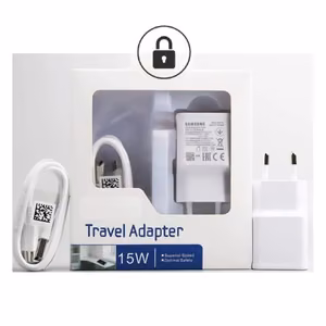 Laturi Samsung EP-TA200W valkoinen alkuperäinen (2A / pikalataus) + Type-C-kaapeli / (alkuperäispakkaus)