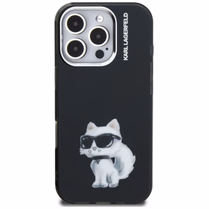Karl Lagerfeld IML Aquarelle Choupette & Logo Suojakuori iPhone 16 Pro Maxille - Musta