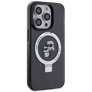 Karl Lagerfeld KLHMP15XHMRSKCK iPhone 15 Pro Max 6.7 musta/musta kovakuori Ring Stand Karl&Choupette MagSafe