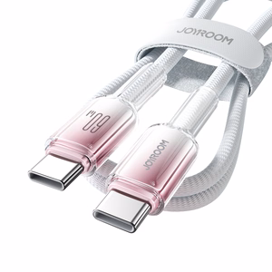 Joyroom S-A42 Crystal-Clear Series 60W USB-C - USB-C -kaapeli 1,2 m - valkoinen