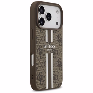 Guess 4G Printed Stripes MagSafe suojakuori iPhone 17 Pro:lle ruskea