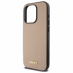 DKNY Grained Metal Logo MagSafe Suojakuori iPhone 15 Pro Max:lle - beige