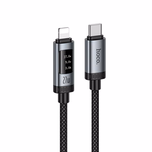 Hoco U148 datakaapeli digitaalisella näytöllä USB C - Lightning PD 27W 1,2 m musta