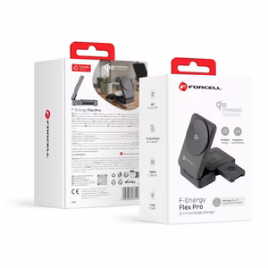 Langaton laturi Forcell F-Energy 3in1 Flex Pro Qi2 yhteensopiva MagSafe-n kanssa (F-05) hopeinen
