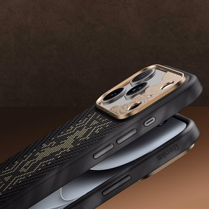 Musta Benks Magnetic Armor Pro Knight kevlar- ja metallikehyksinen suojakuori (C.K.FL.AP.GD.B072) malleihin iPhone 18 Pro / iPhone 17 Pro Camera Control -painikkeella