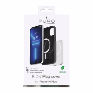 Puro ICON MAG suojakuori iPhone 14 Plus -laitteelle, MagSafe-yhteensopiva, musta