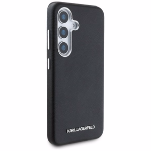 Karl Lagerfeld Saffiano Full Wrapped Elongated Metal Logo MagSafe Suojakuori Samsung Galaxy S25+:lle - musta