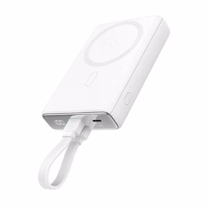 Powerbank Joyroom JR-PBM01 magneettinen 10000mAh 20W jalustalla + Lightning-kaapeli - USB-C - valkoinen