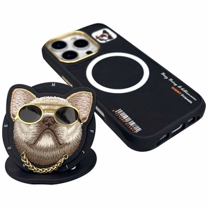 Nimmy Glasses Cool Dog MagSafe Suojakuori iPhone 16 Pro:lle - musta
