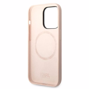 Karl Lagerfeld KLHMP14XSLKHLP iPhone 14 Pro Max 6.7 kovakuori vaalea vaaleanpunainen / vaalea vaaleanpunainen Silicone Karl's Head Magsafe