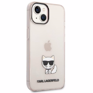 Karl Lagerfeld Läpinäkyvä Choupette Body Suojakuori iPhone 14 Plus / 15 Plus 6.7":lle - Vaaleanpunainen