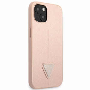 Guess GUHCP14MPSATLP iPhone 14 Plus 6,7 "vaaleanpunainen / vaaleanpunainen kovakotelo SaffianoTriangle Logo