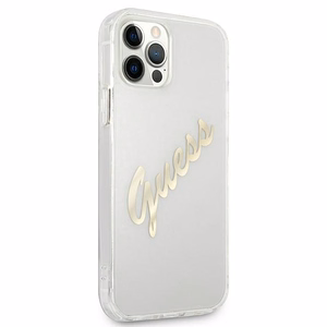 Guess GUHCP12MKTRSVGO iPhone 12/12 Pro 6.1" läpinäkyvä kovakotelo Vintage Script Kultaa