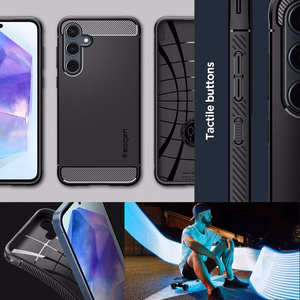 Spigen Rugged Armor suojakuori laitteelle Samsung Galaxy A55 5G, mattamusta